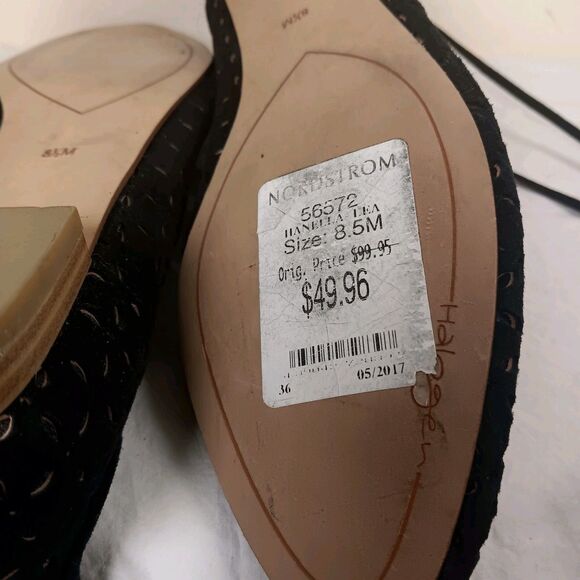 NWT HALOGEN Black LEATHER Suede LASERCUT Lace Up TASSLE Ballet Flats Sz 8.5 M - Picture 13 of 14